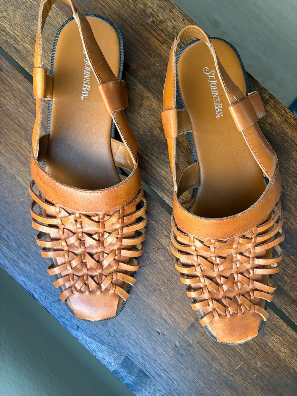 St. John's Bay Women's Tan Woven Slingback Sandals 8.5 but closer to 8.